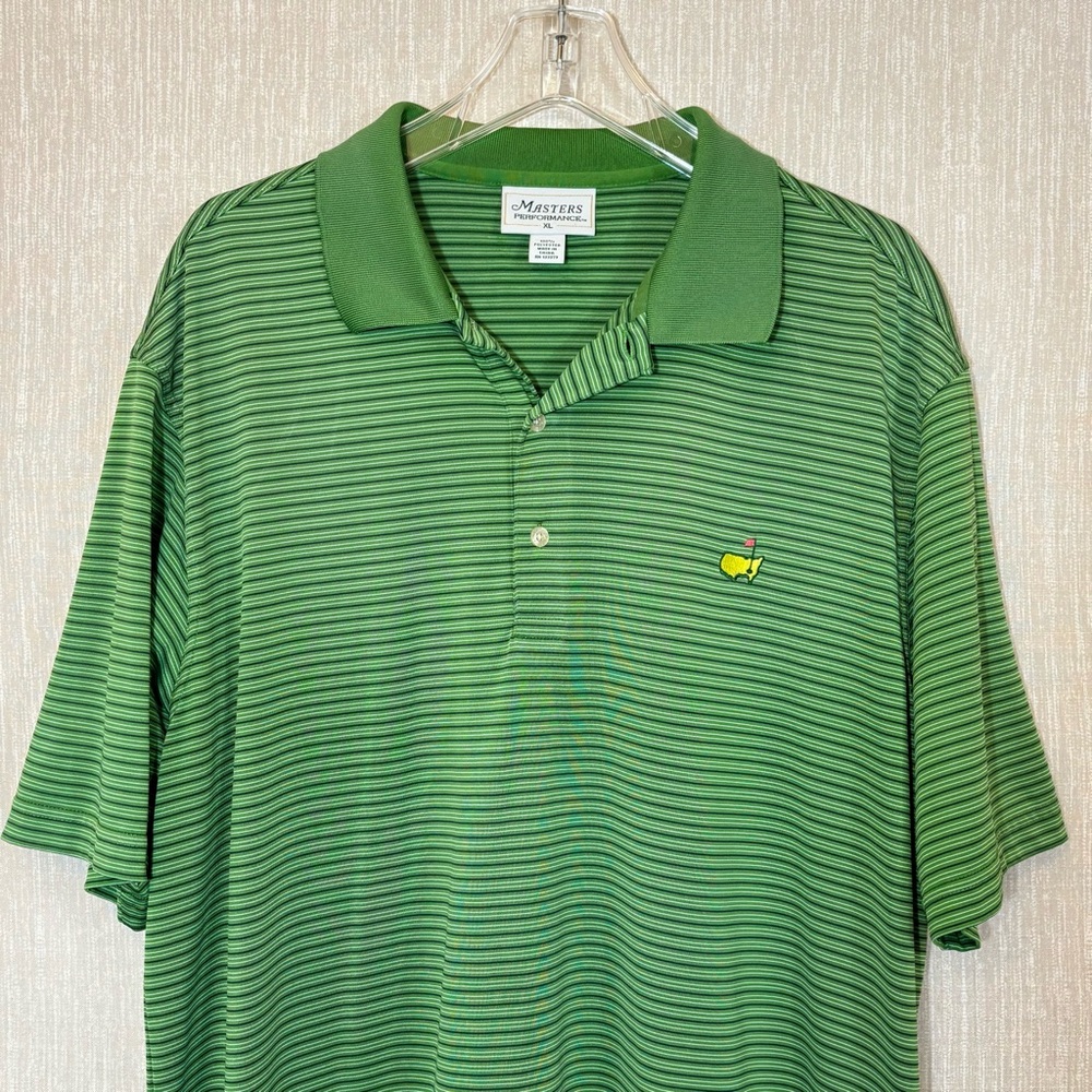 Masters Performance Men’s Short Sleeve Green Stripe Polo Augusta National Sz-XL
